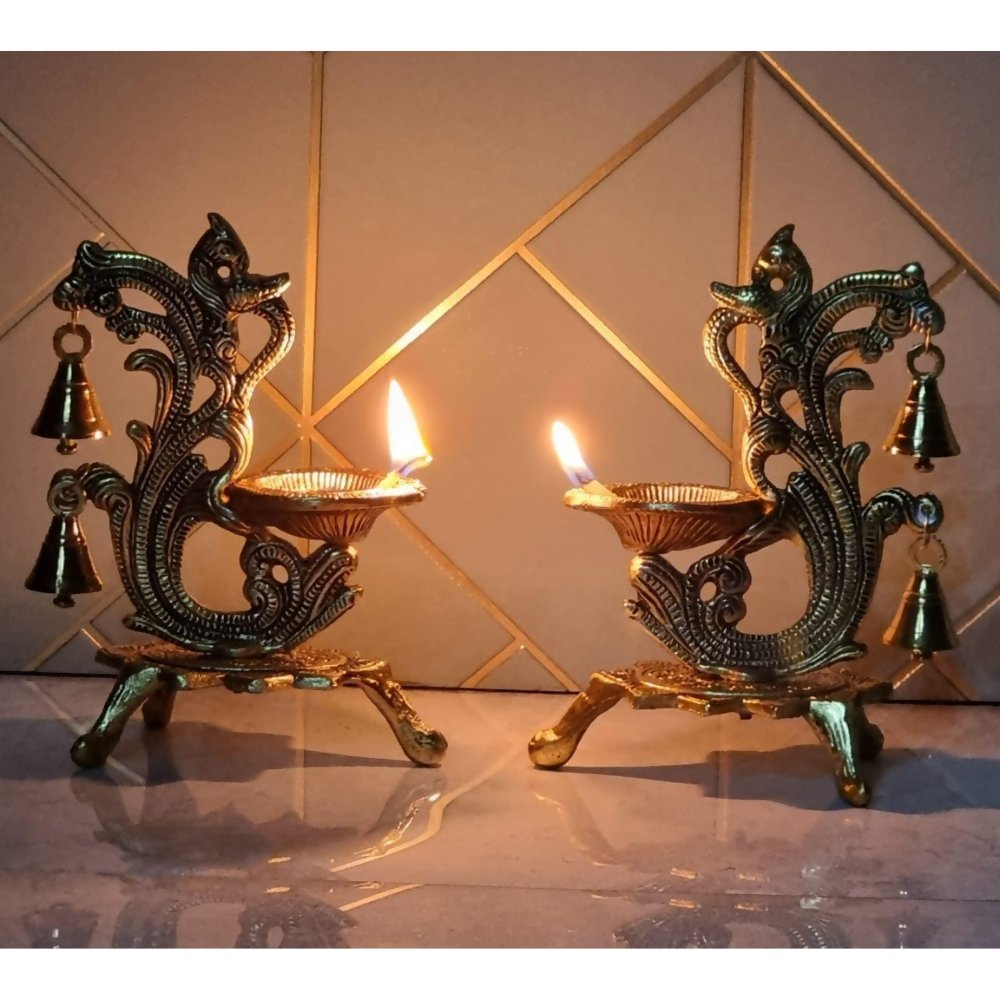 Saudeep India Oxidized Metal Diya for Puja - Dista