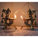 Thumbnail for Saudeep India Oxidized Metal Diya for Puja - Dista