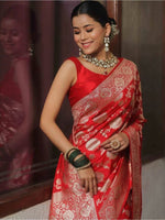 Thumbnail for Anouk Floral Woven Design Zari Kanjeevaram Saree