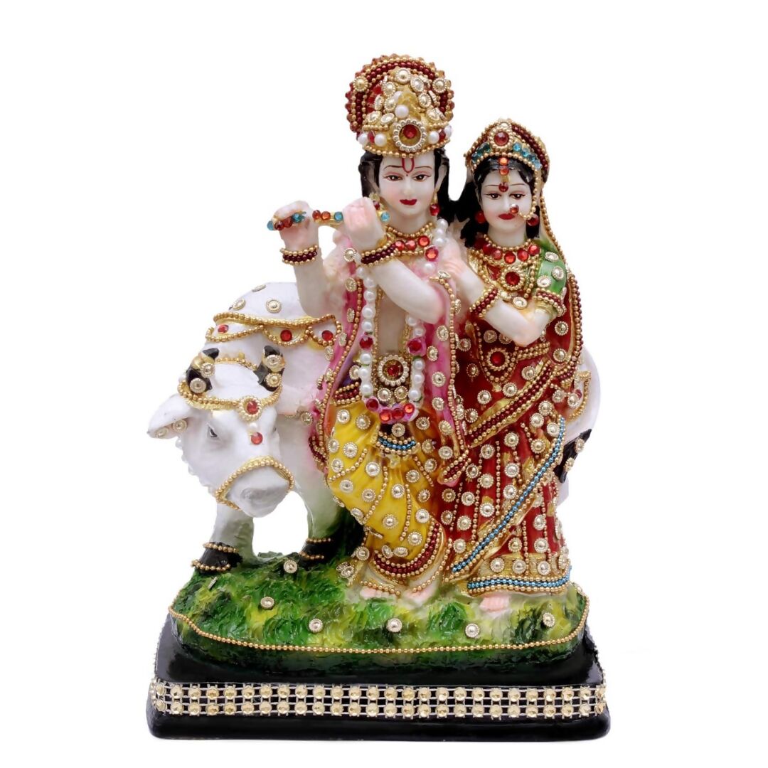 Buji Craft Radha Krishna Cow Idol - Distacart