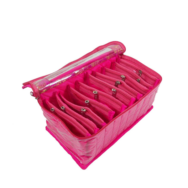 Asmaani Satin 10 Pink Pocket Jewellery Organizer - Distacart