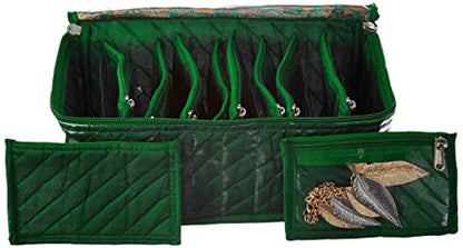 Asmaani Satin 10 Green Pocket Jewellery Organizer - Distacart