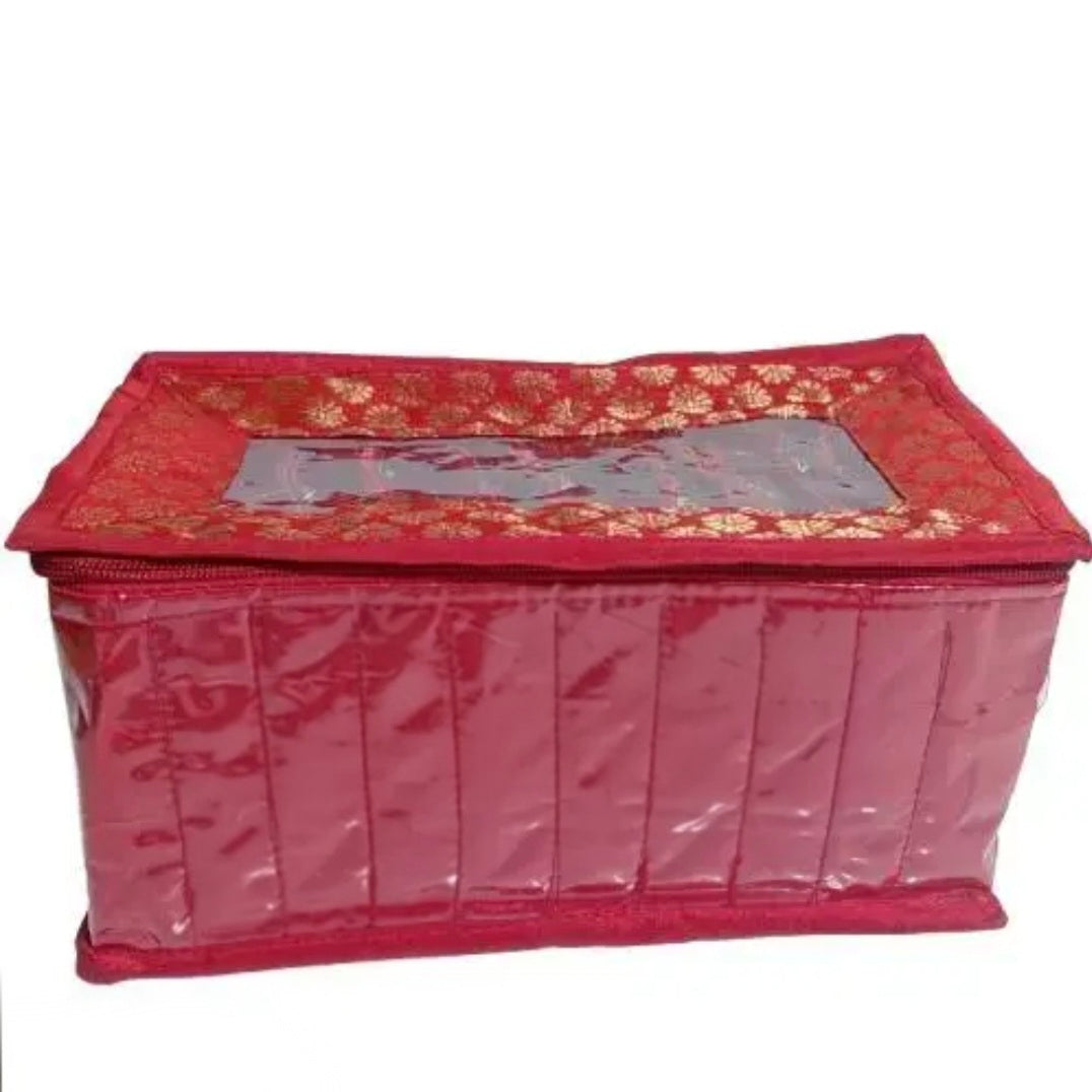 Asmaani Satin 10 Maroon Pocket Jewellery Organizer