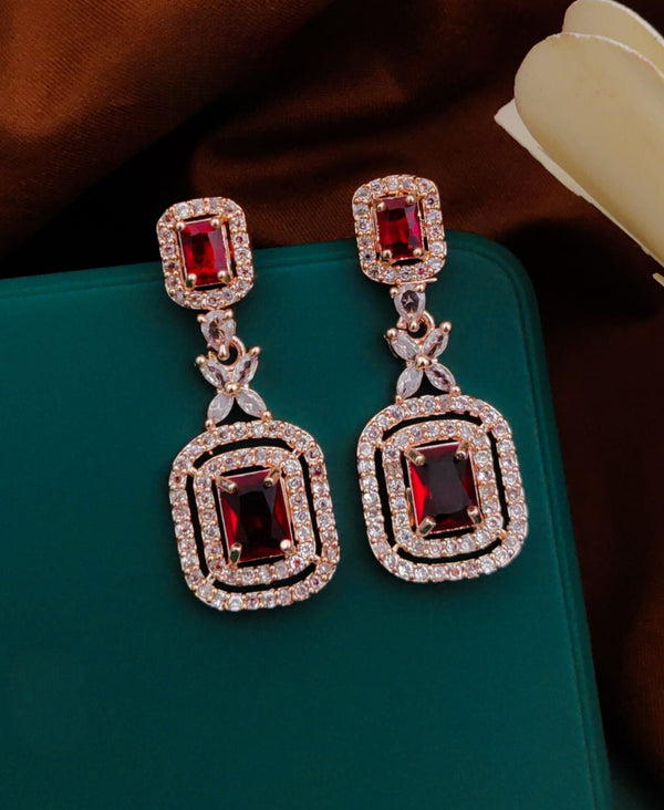 Red American Diamond Party Earrings By House of Ree - Distacart