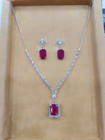 Thumbnail for Pink Partywear American Diamond Necklace Set By House of Ree - Distacart