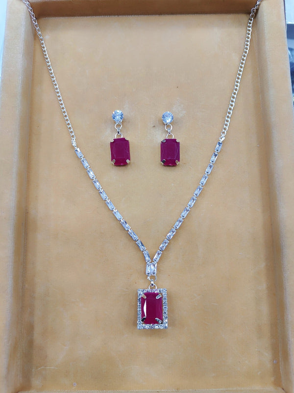 Pink Partywear American Diamond Necklace Set By House of Ree - Distacart