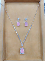 Thumbnail for Light Pink Partywear American Diamond Necklace Set By House of Ree - Distacart