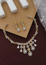Thumbnail for Golden Partywear American Diamond Gold-Polished Necklace Set By House of Ree - Distacart