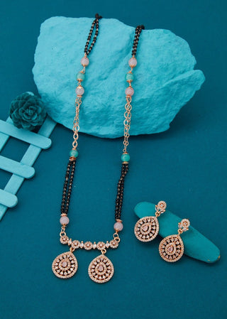 Gold-Polished American Diamond Necklace Set By House of Ree - Distacart