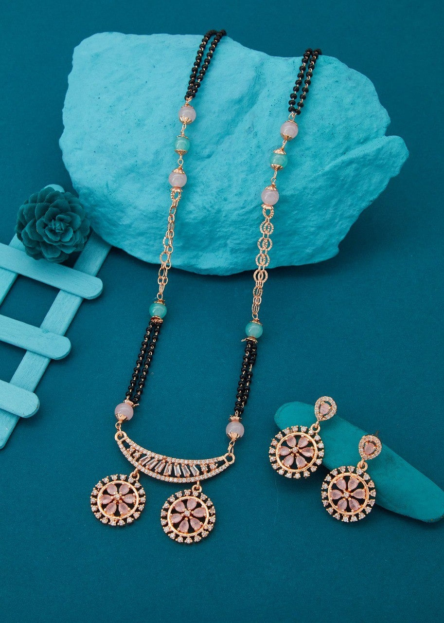 Gold-Polished American Diamond Necklace Set By House of Ree - Distacart