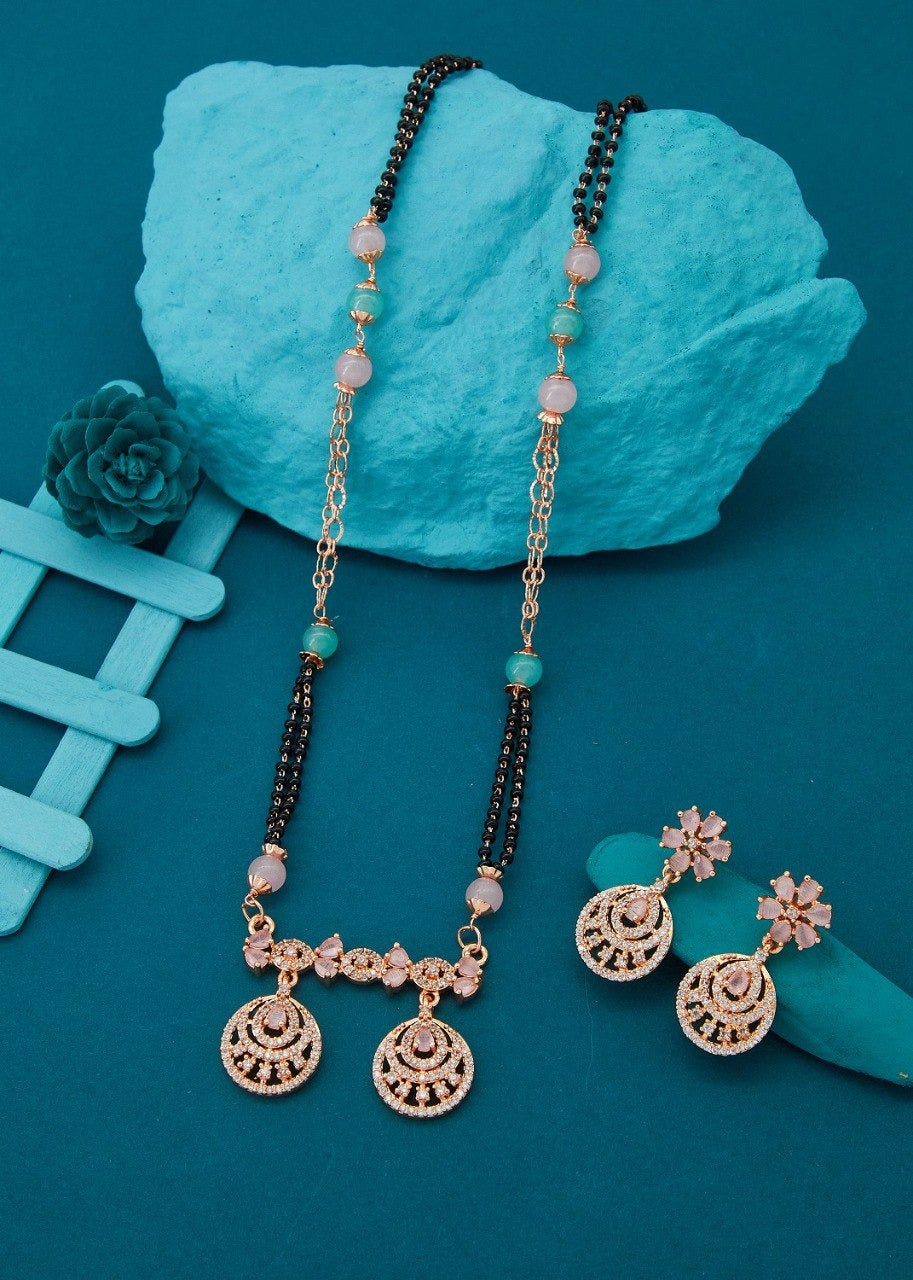 Gold-Polished American Diamond Necklace Set By House of Ree - Distacart