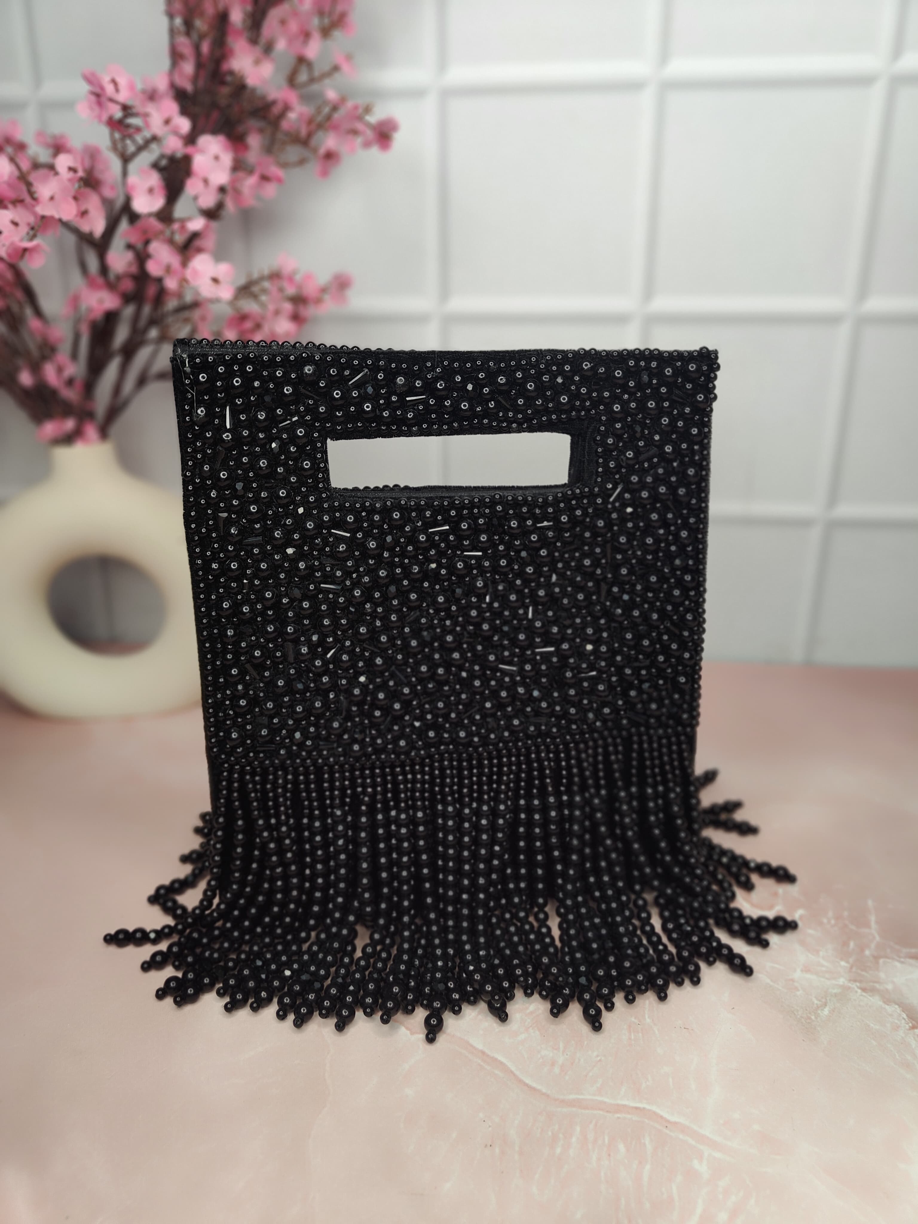 New Stylish Partywear Black Pearl Studded Sling Bag for Womens by House of Ree - Distacart