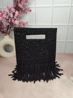 Thumbnail for New Stylish Partywear Black Pearl Studded Sling Bag for Womens by House of Ree - Distacart