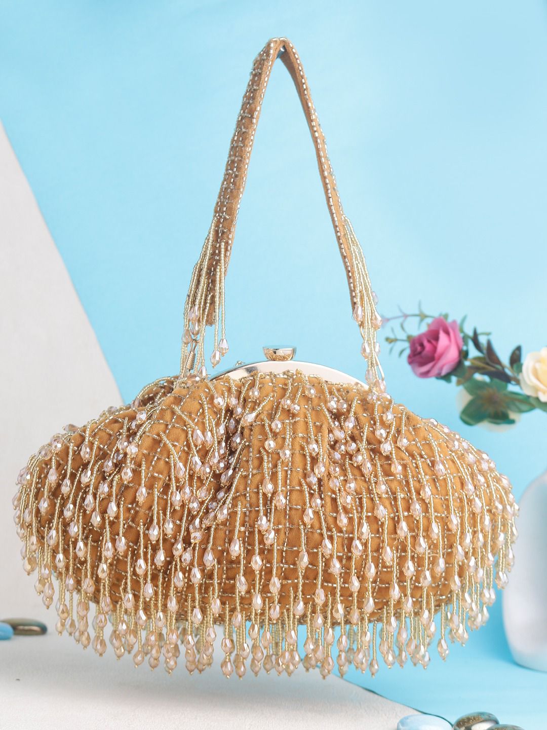 New Stylish Partywear Golden Crystal Potli Bag for Womens by House of Ree - Distacart