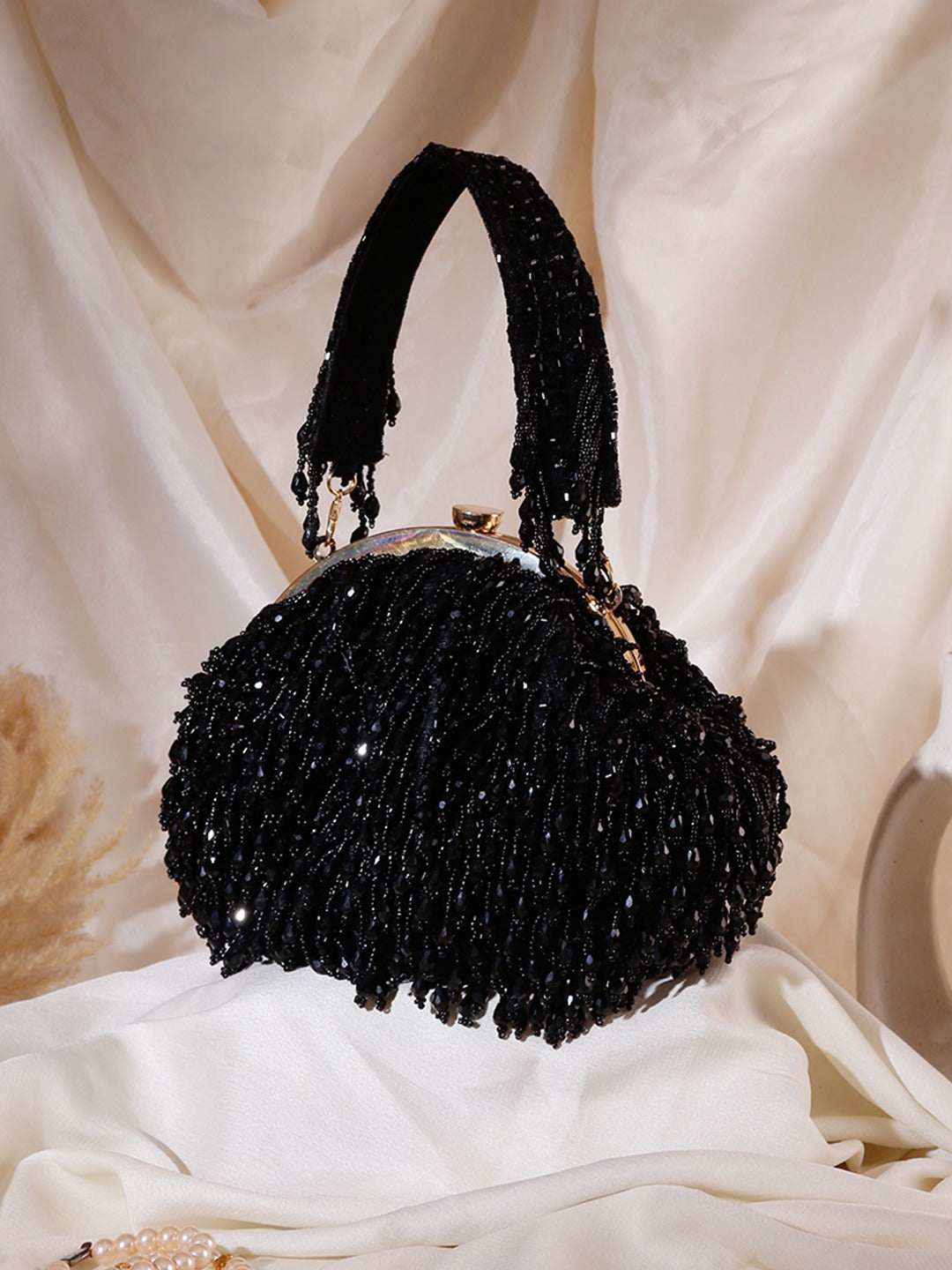 New Stylish Partywear BlackCrystal Potli Bag for Womens by House of Ree - Distacart