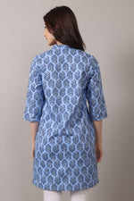 Thumbnail for Jaitra Apparels Women Printed Pure Cotton Straight Kurta (Sky Blue)