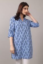 Thumbnail for Jaitra Apparels Women Printed Pure Cotton Straight Kurta (Sky Blue)
