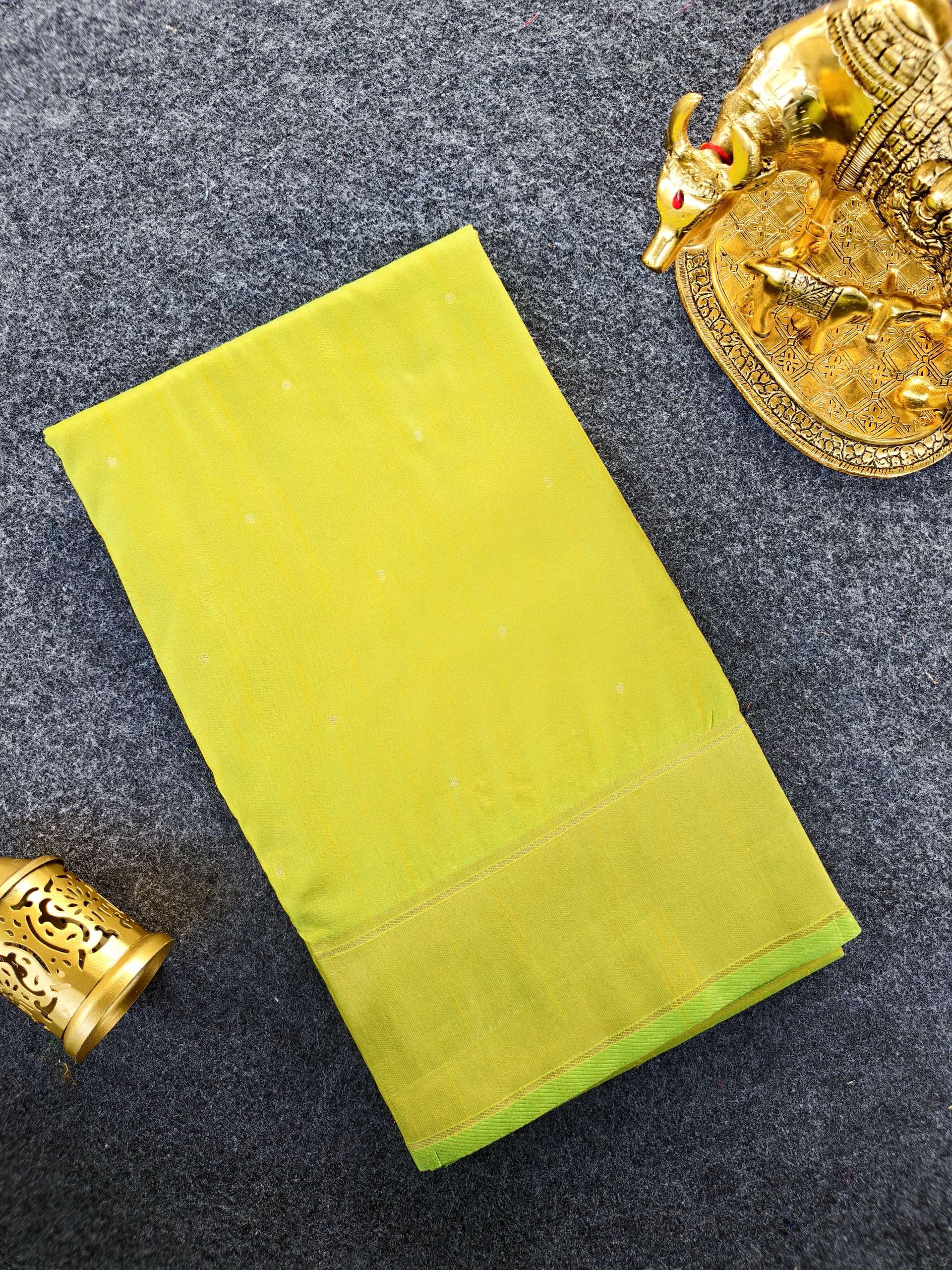 Mameraa Sarees Lemon Silk Blend Zari Banarasi Weaving Saree With Blouse-Lemon - Dista