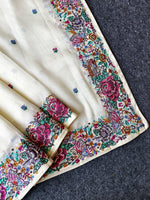 Thumbnail for Mameraa Sarees Pure White Tissue Viscose Fabric Saree With Flower Design-White - Dista