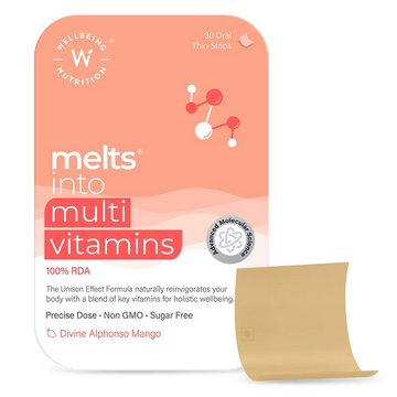 Wellbeing Nutrition Melts Into Multivitamins Oral Strips-Divine Alphonso Mango Flavor - Dista