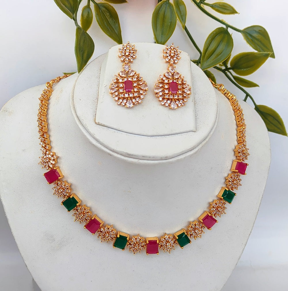 Multicolor AD Designer Necklace Set - Distacart