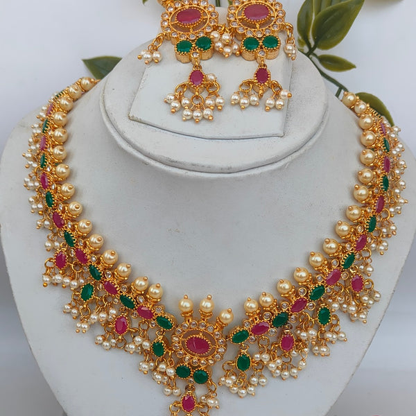 Ruby Emeralds Guttapoosalu Bridal Multicolor Jewelry Set - Distacart
