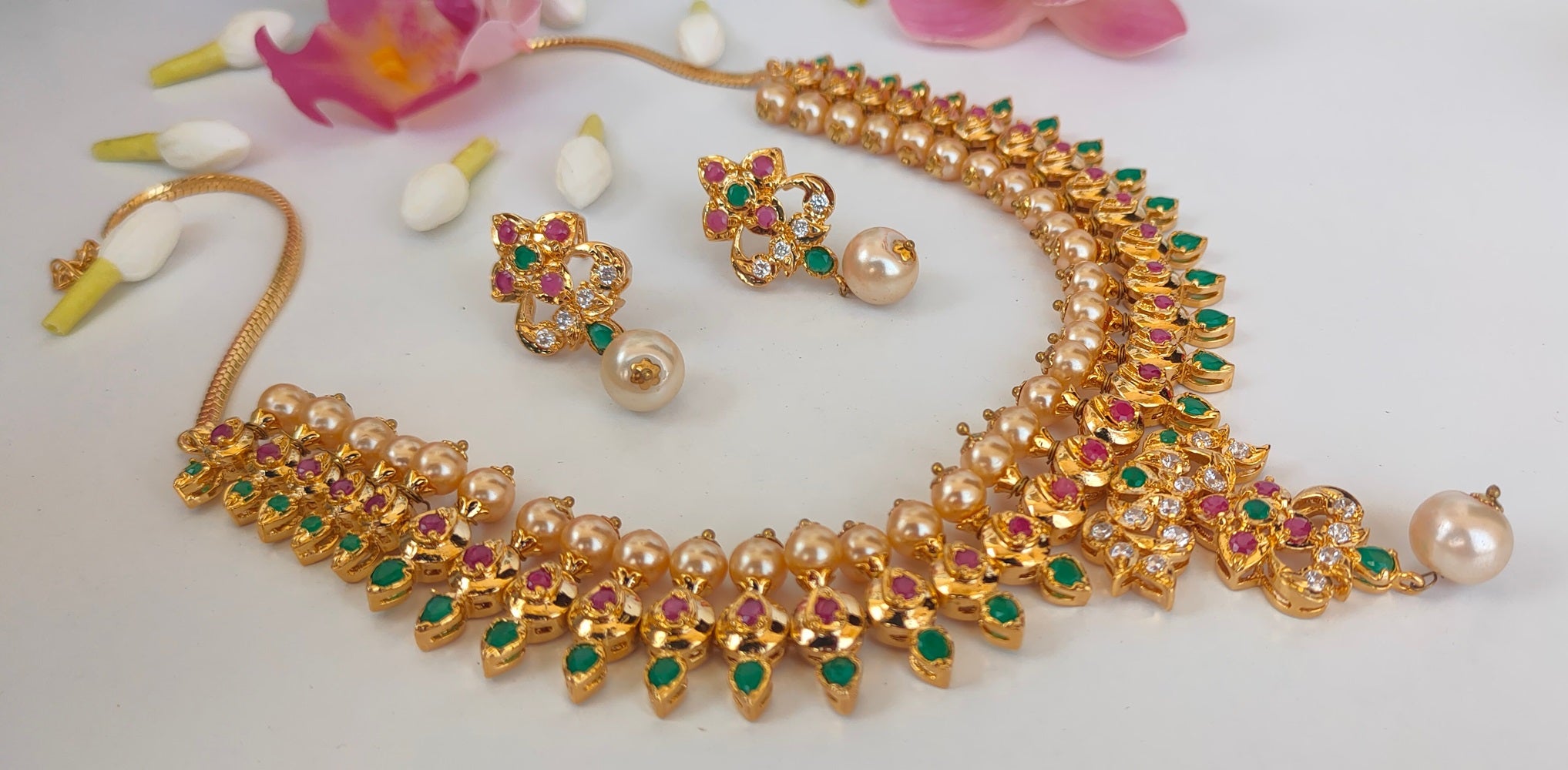 Multicolor Uncuts Bridal Jewelry With Earrings - Distacart