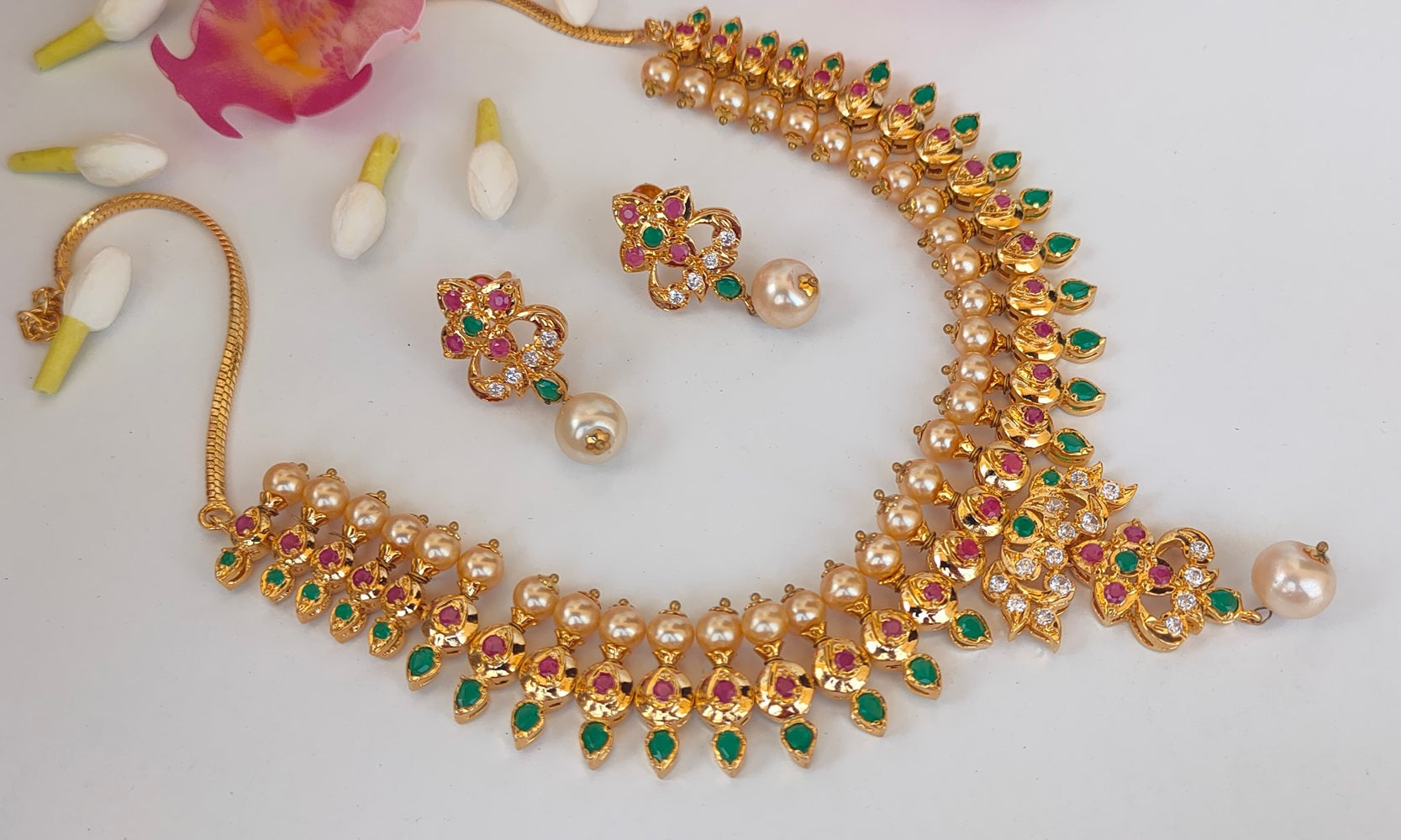 Multicolor Uncuts Bridal Jewelry With Earrings - Distacart
