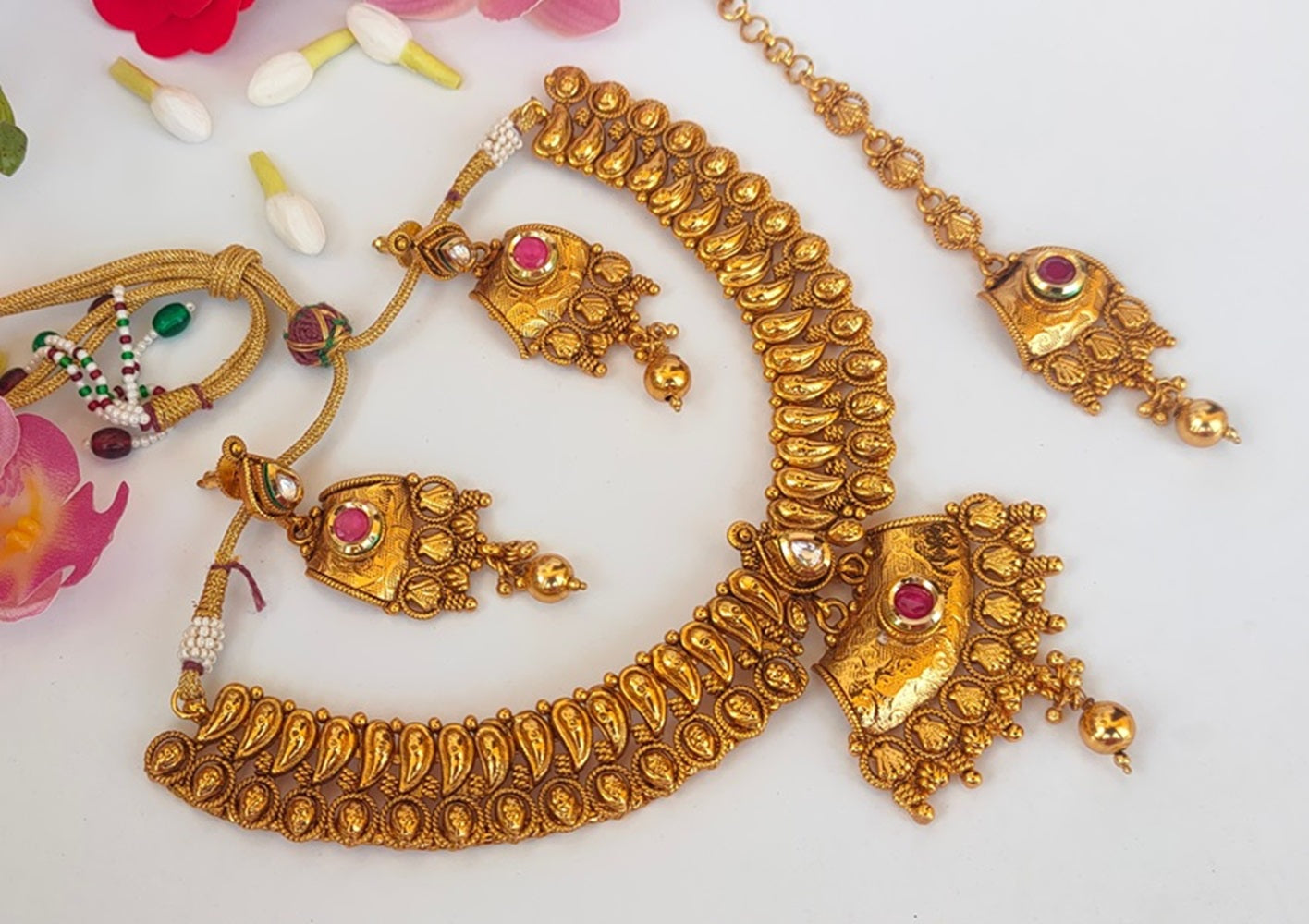 Gold Plated Bridal Jewelry Set - Distacart