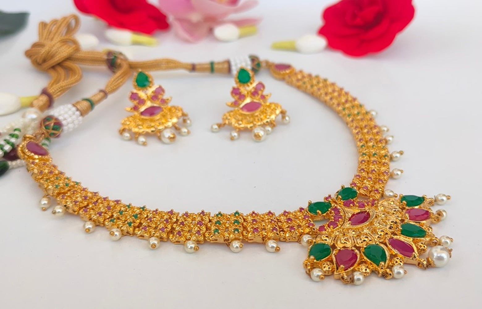 Ruby Emeralds Gold Plated Bridal Jewelry - Distacart