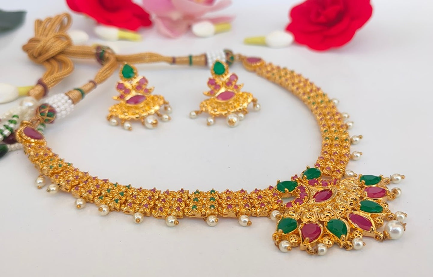 Ruby Emeralds Gold Plated Bridal Jewelry - Distacart