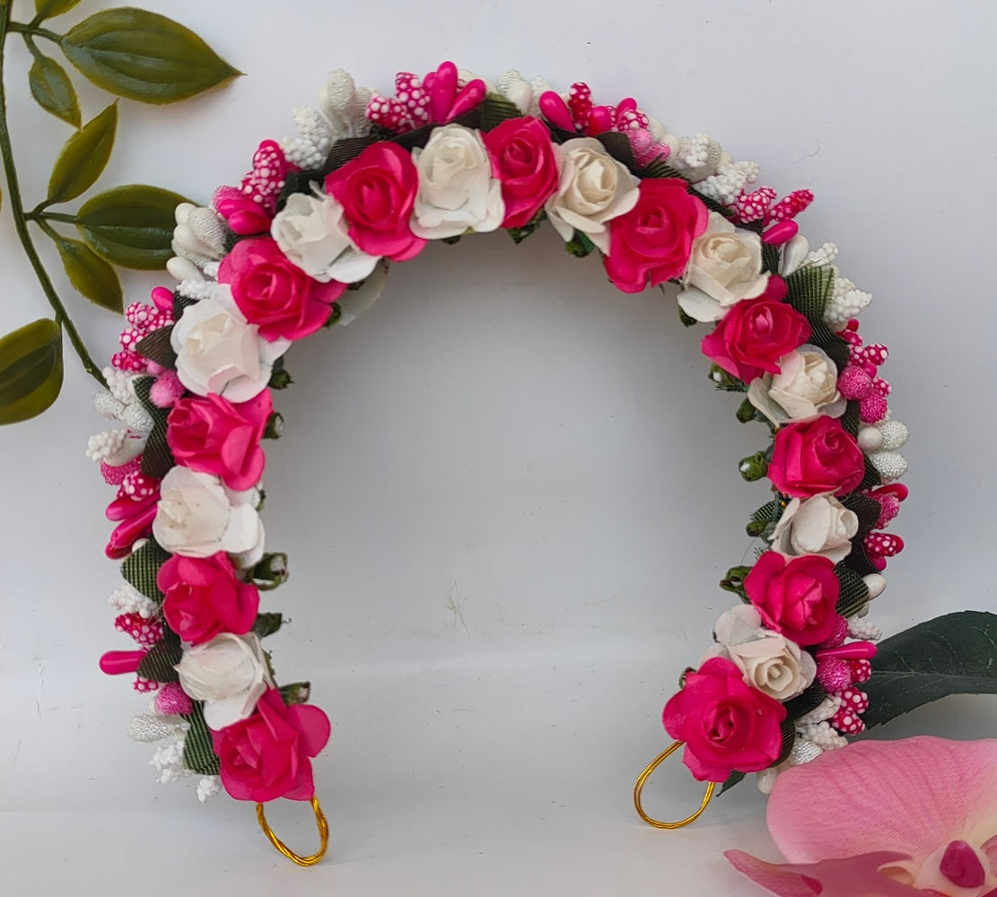 Pink & White Flower Hair Gajra - Distacart