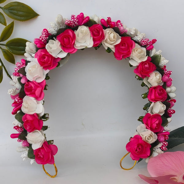 Pink & White Flower Hair Gajra - Distacart