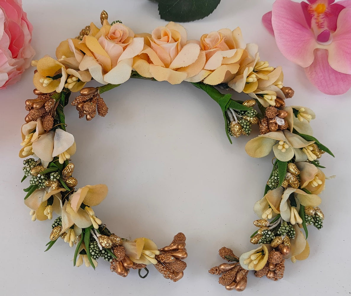 Gold Bridal Flower Hair Gajra - Distacart
