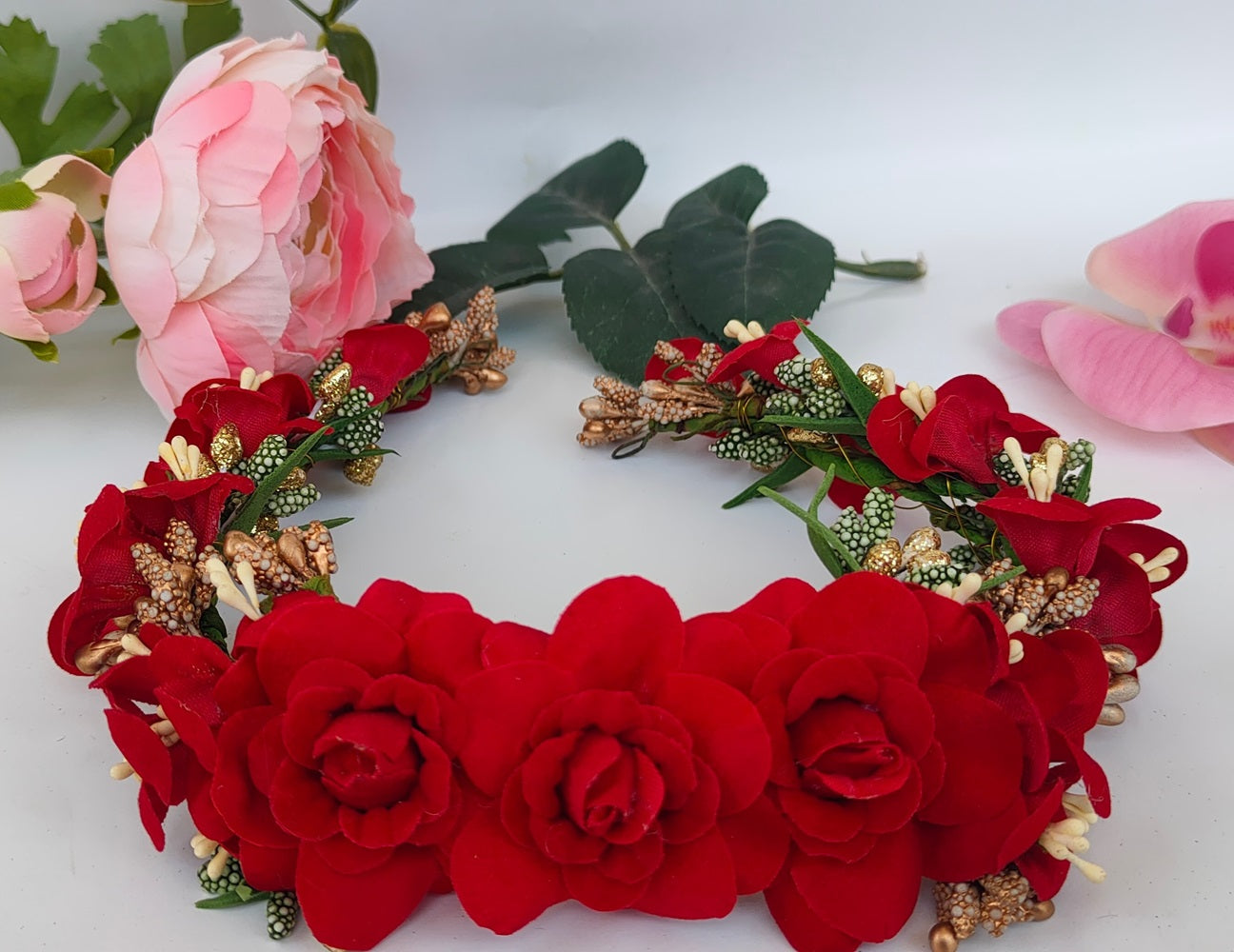Red Bridal Flower Hair Accessories - Distacart