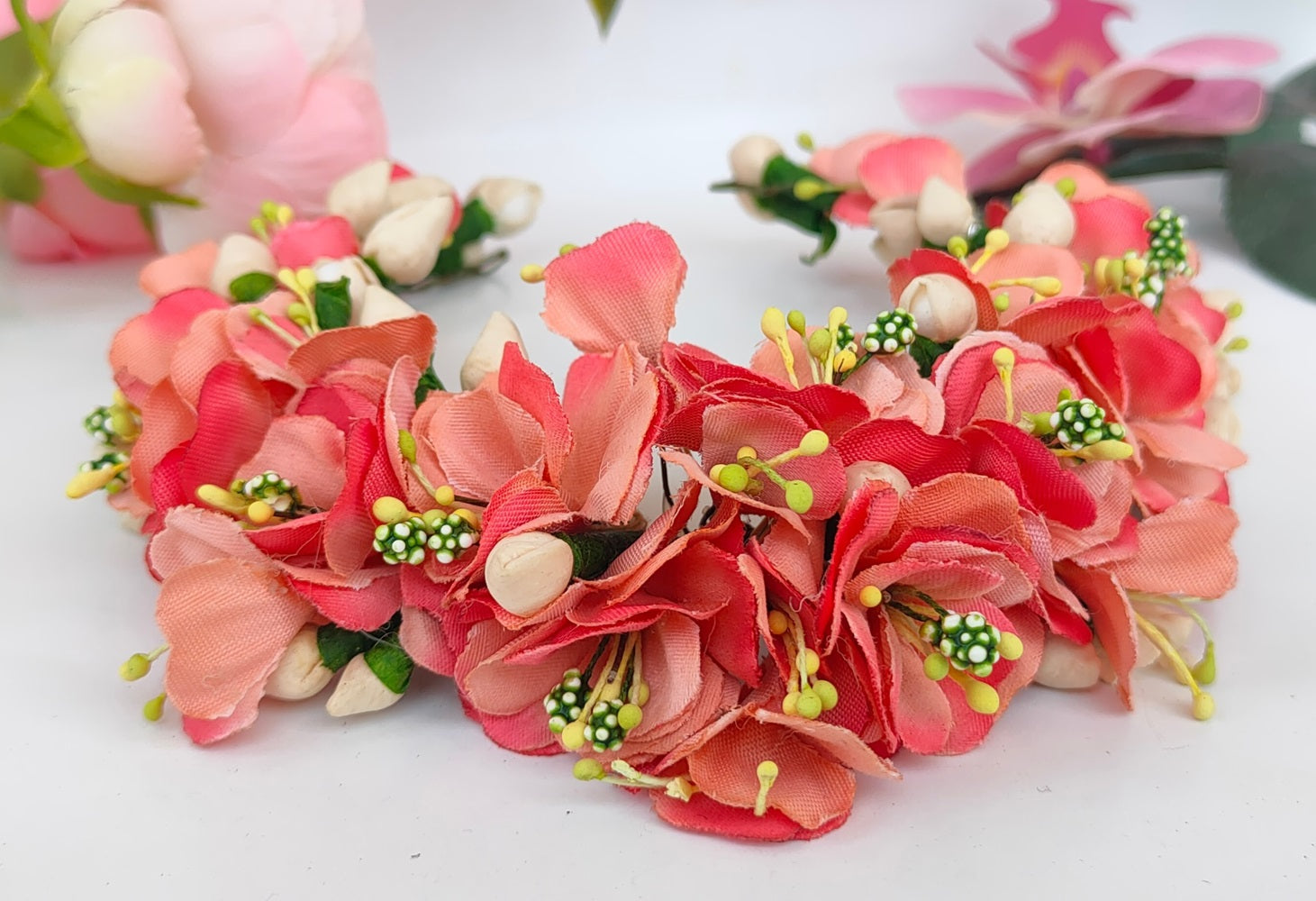 Peach Bridal Hair Gajra - Distacart