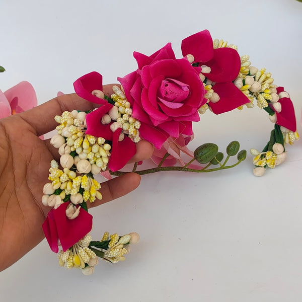Pink Rose Flower Hair Gajra - Distacart