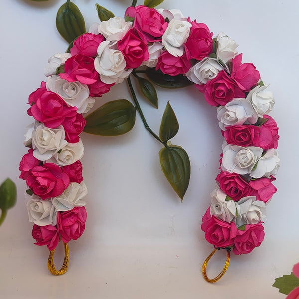 Pink & White Rose Gajra - Distacart