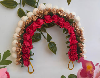Red & Gold Flower Hair Gajra - Distacart