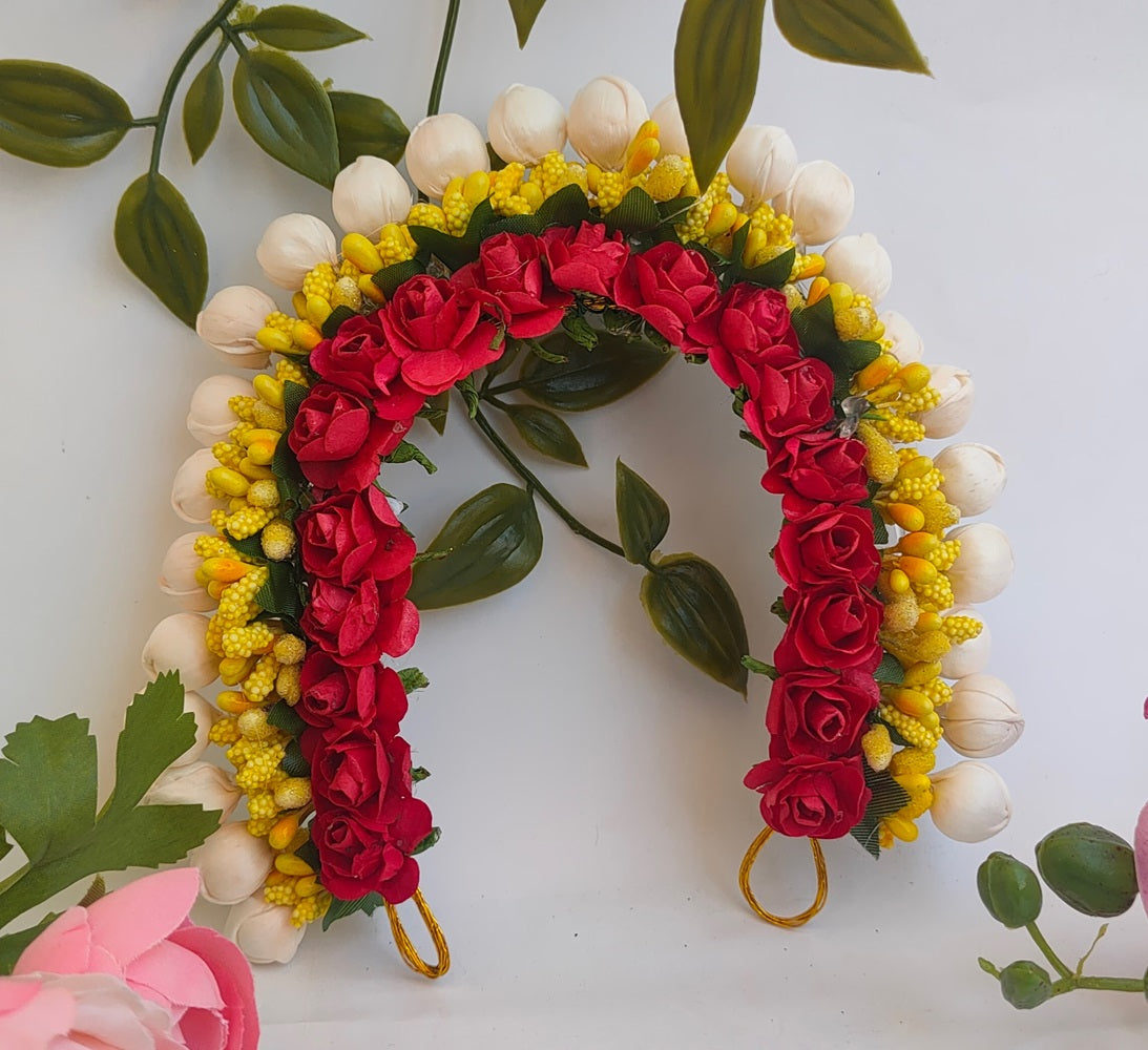Red & Yellow Flower Hair Gajra - Distacart