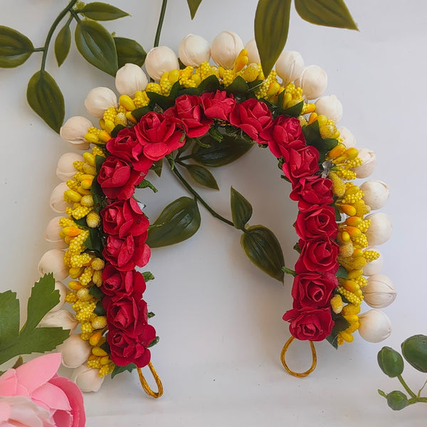 Red & Yellow Flower Hair Gajra - Distacart