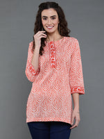 Thumbnail for Antaran Orange Pure Cotton Printed Tunic - Distacart