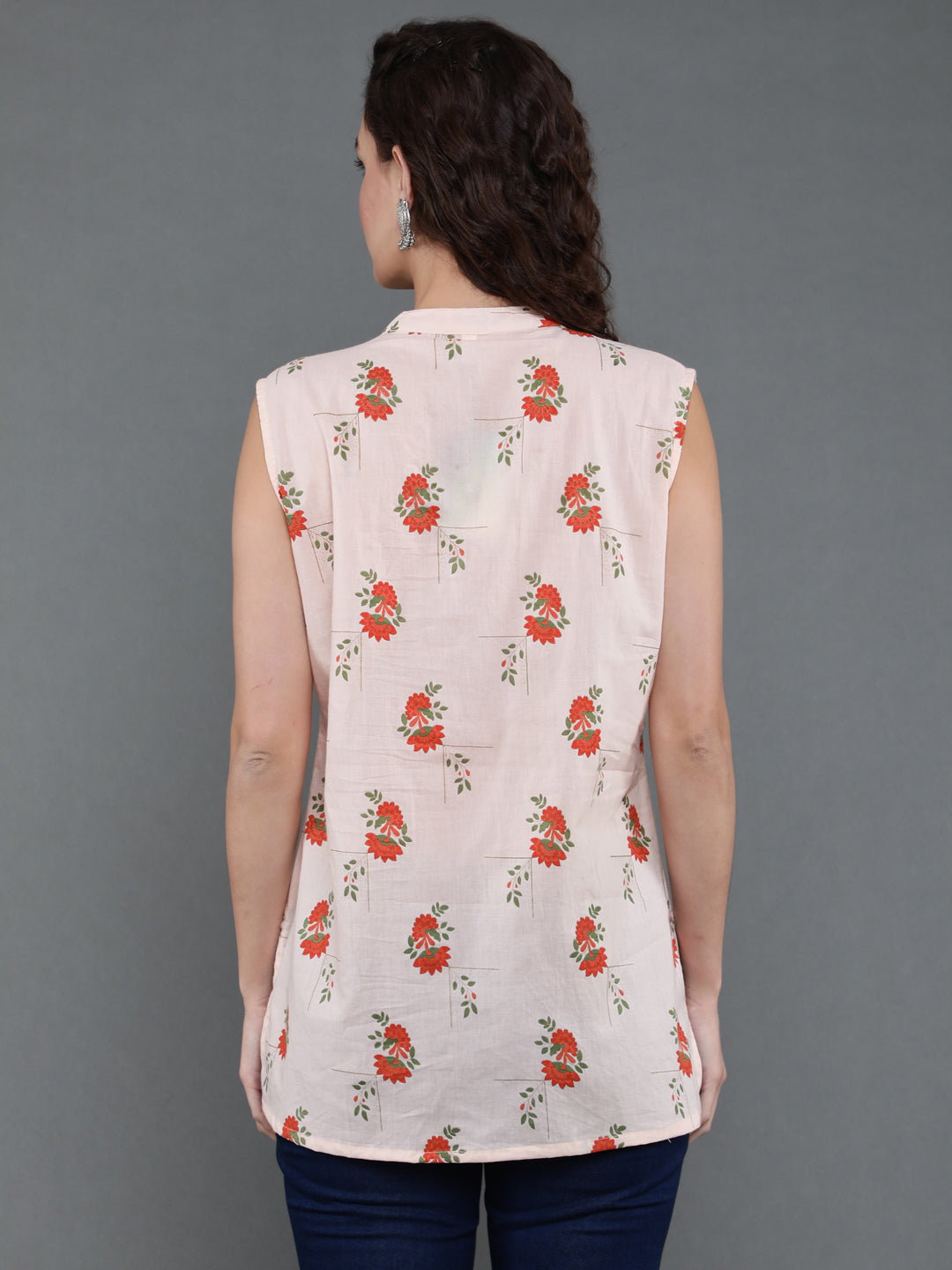 Antaran Peach Pure Cotton Printed Tunic - Distacart