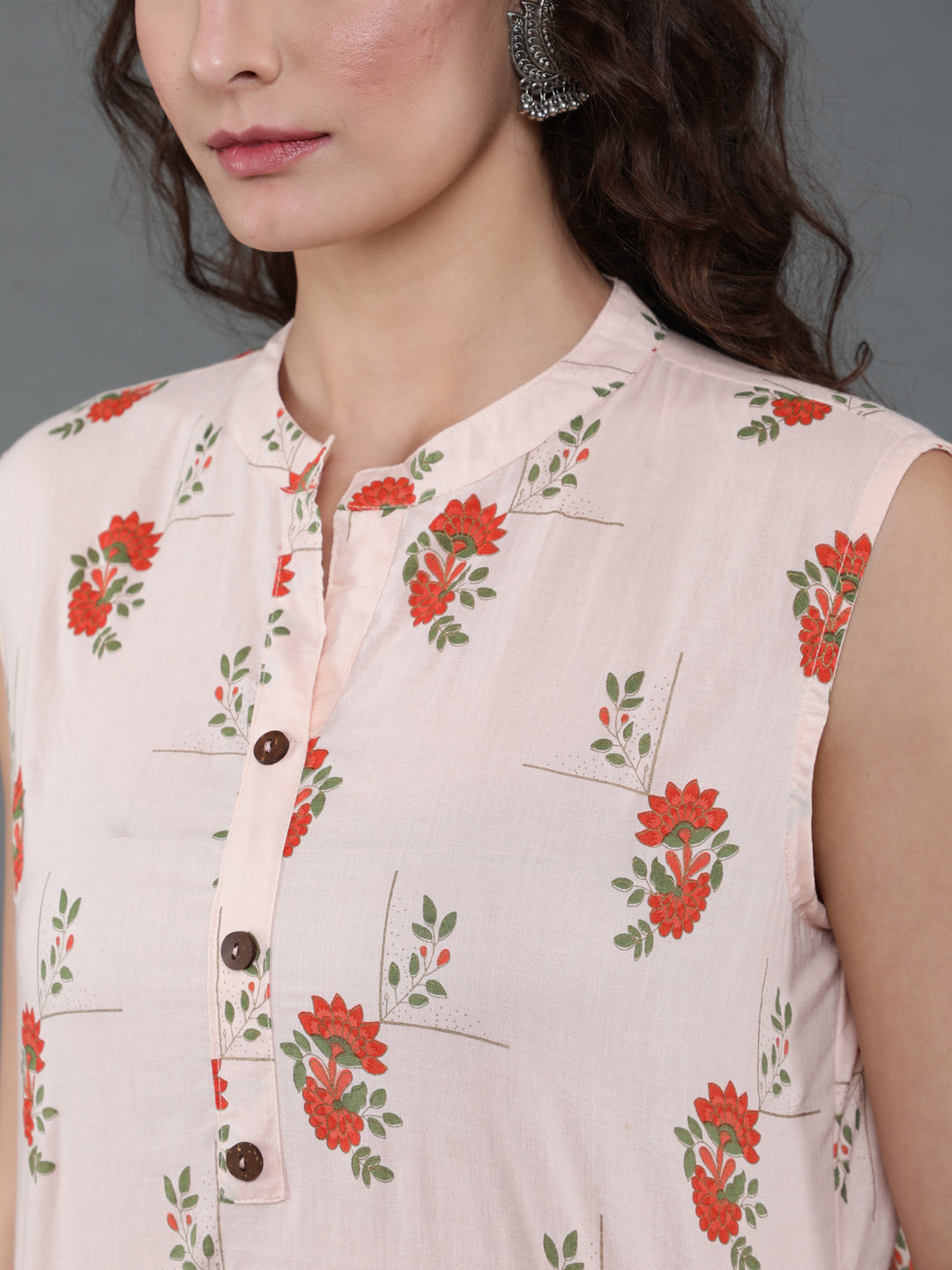 Antaran Peach Pure Cotton Printed Tunic - Distacart