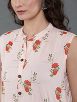 Thumbnail for Antaran Peach Pure Cotton Printed Tunic - Distacart