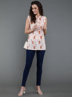 Thumbnail for Antaran Peach Pure Cotton Printed Tunic - Distacart