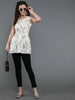 Antaran Off White Pure Cotton Cage Printed Sleeveless Top - Distacart