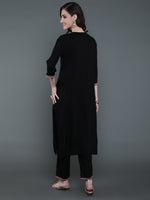 Thumbnail for Antaran Black Rayon Embroidered Kurta Pant Set - Distacart