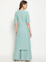 Thumbnail for Antaran Blue Cotton Yarn Dyed Striped Kurta - Distacart