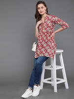 Thumbnail for Antaran Maroon Pure Cotton Floral Printed Tunic - Distacart